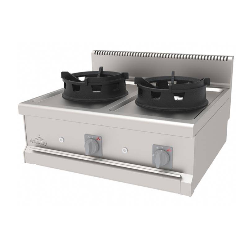 Atalay AWO-870 700 Seri Set Üstü 2 Gözlü Wok Ocak, Paslanmaz Çelik, LPG'li - 1