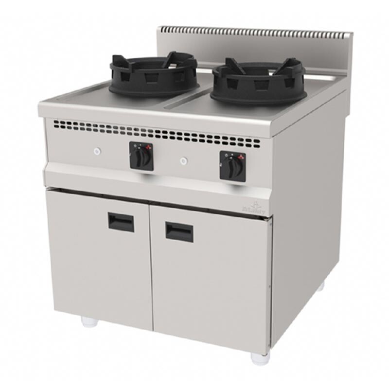 Atalay AWO-890 900 Seri Dolaplı 2 Gözlü Wok Ocak, Paslanmaz Çelik, Doğalgazlı - Atalay