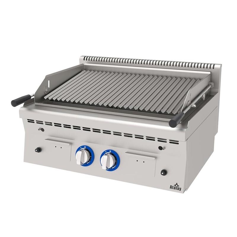 Atalay E-ALI-860 600 Seri Su Çekmeceli Pleyt Lavataşlı Izgara, Paslanmaz Çelik, 80x60 cm, LPG - Atalay