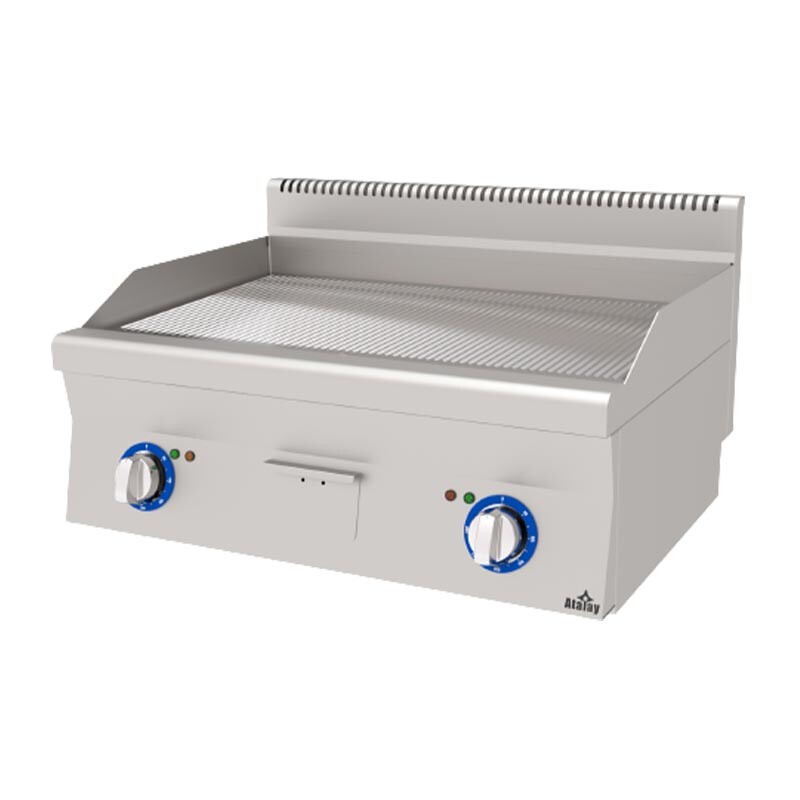 Atalay EAEI-860NCR 600 Seri Nervürlü Pleyt Izgara, Paslanmaz Çelik, 80x60 cm, Krom Yüzey, Elektrikli - Atalay