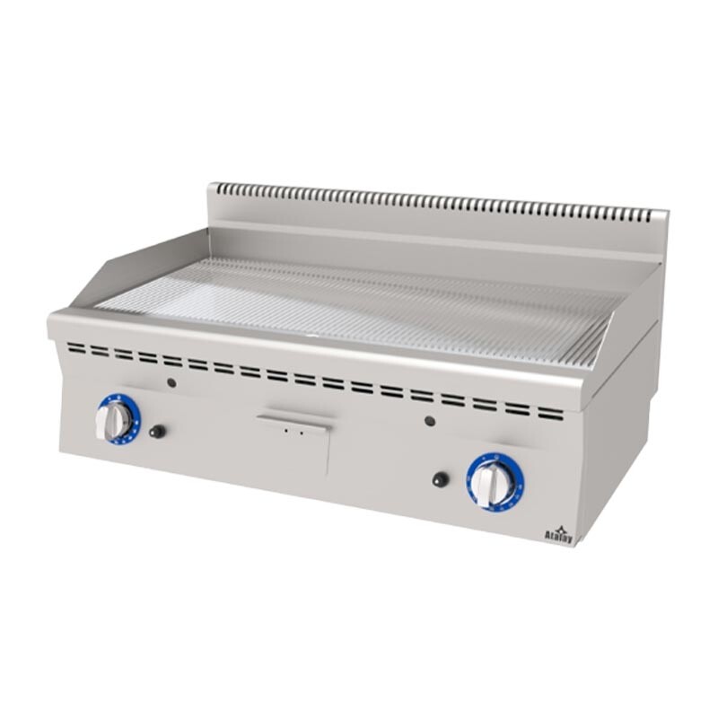 Atalay EAGI-1060NCR 600 Seri Nervürlü Pleyt Izgara, Paslanmaz Çelik, 100x60 cm, Krom Yüzeyli, Doğalgazlı - Atalay