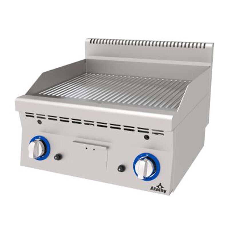 Atalay EAGI-660NCR 600 Seri Nervürlü Pleyt Izgara, Paslanmaz Çelik, 60x60 cm, Krom Yüzeyli, Doğalgazlı - Atalay