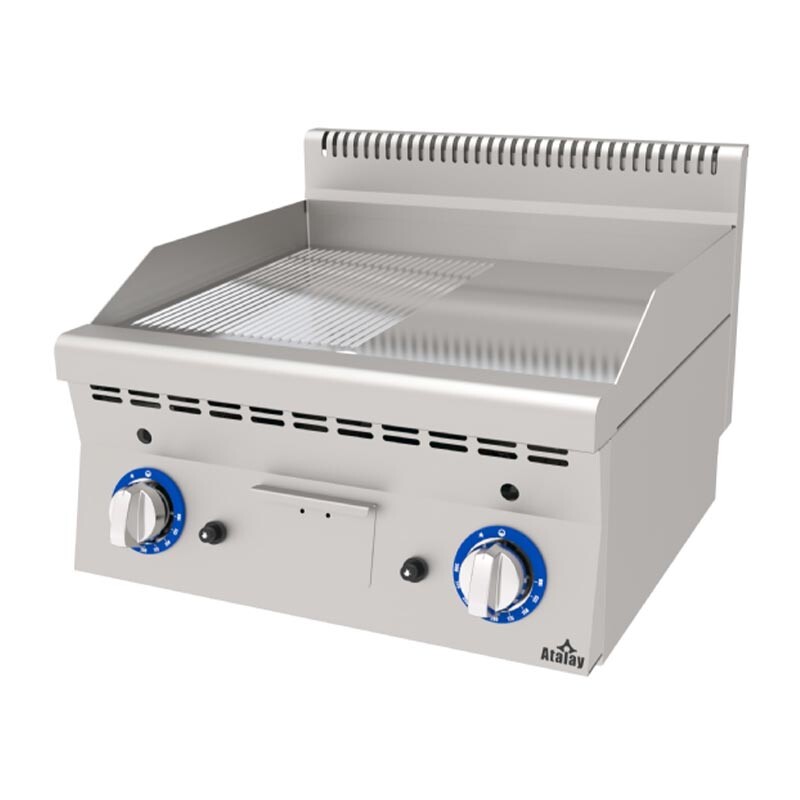 Atalay EAGI-660NDCR 600 Seri Düz + Nervürlü Pleyt Izgara, Paslanmaz Çelik, 60x60 cm, Krom Yüzeyli, LPG'li - Atalay