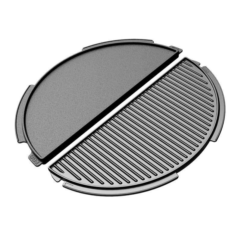 Big Green Egg Yarım Ay Döküm Plancha Tabak, Grid ve Düz Yüzey - Big Green Egg