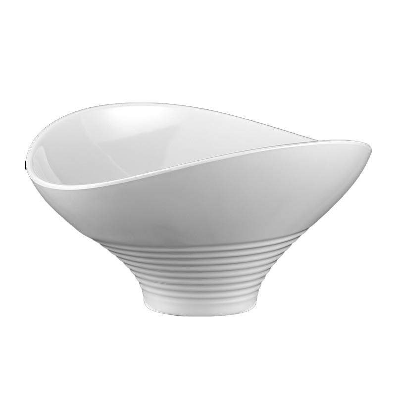 Biradlı BRD-236740 Çizgili Melamin Sunum Kasesi, Melamin, 21.5x18x11 cm, Beyaz - Biradlı