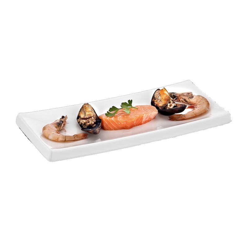 Biradlı BRD-411330 Melamin Sushi Sunum Tepsisi, 34x15x2 cm, Beyaz - Biradlı