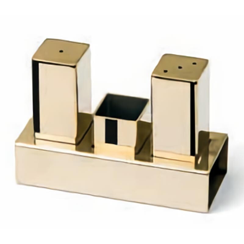 Biradlı GRV-105 Kare Parlak Tuzluk Takımı, 3'lü, Altın - Biradlı