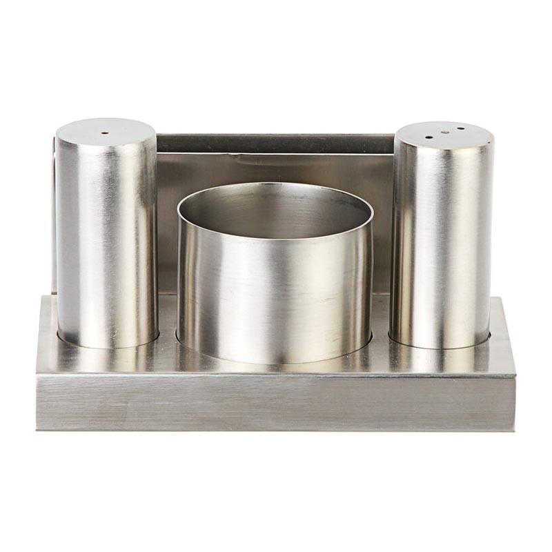 Biradlı GRV-113 Yuvarlak Parlak Tuzluk Şekerlik Takımı, 3'lü - Biradlı