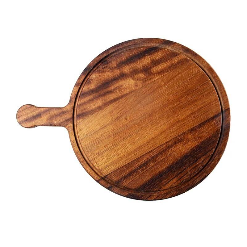 Biradlı GRV-1797 İreko Kulplu Ahşap Pizza Sunum Tahtası, 30 cm - Biradlı
