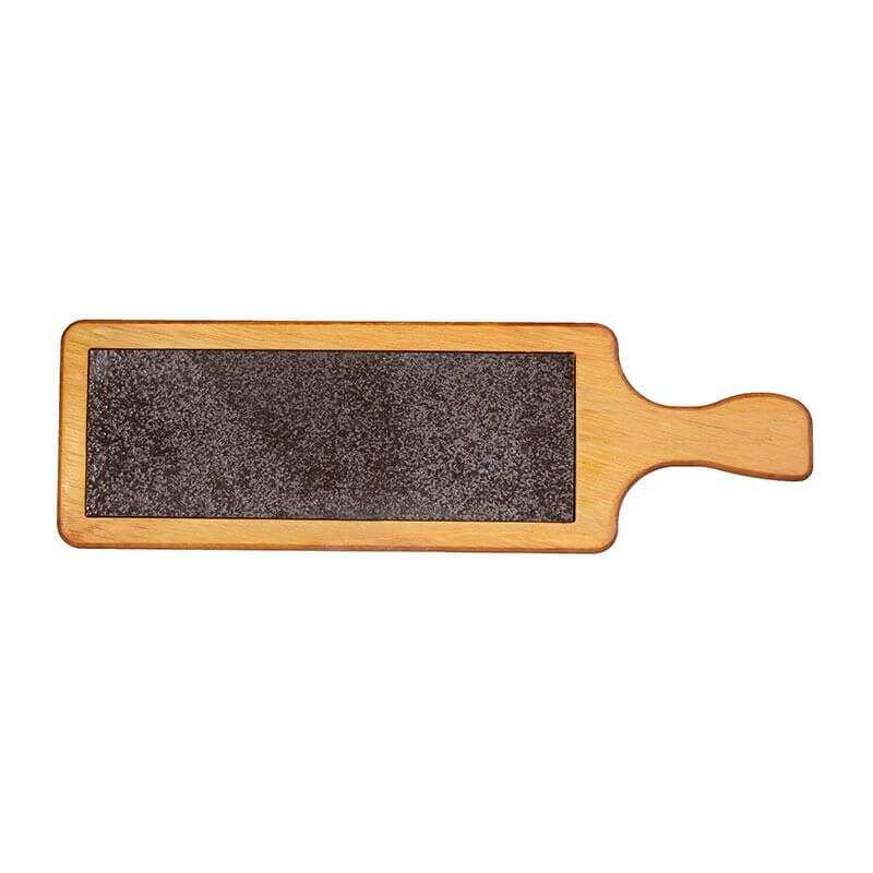 Biradlı GRV-1846 Kulplu Bazaltlı Steak Ahşap Sunum Tahtası, 45x14 cm - Biradlı