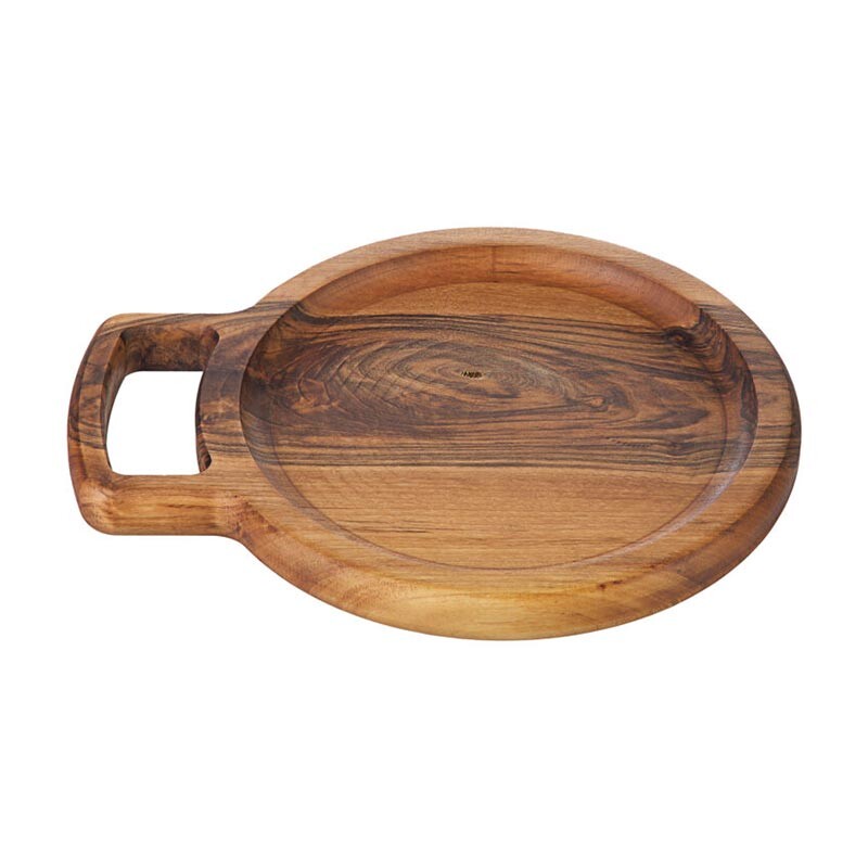 Biradlı GRV-1891 Tek Kulplu Sunum Tahtası, 29x24 cm, Ceviz - Biradlı
