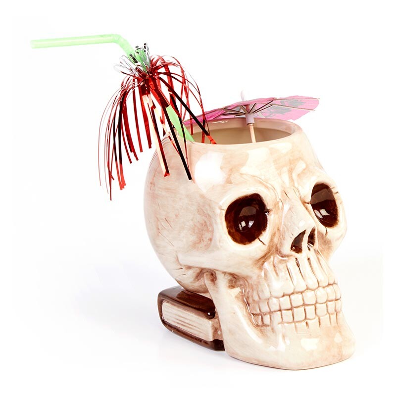 Biradlı GRV-20202 Seramik Tiki Mug Kokteyl Bardağı, 500 cc, 14x9 cm, Beyaz - Biradlı