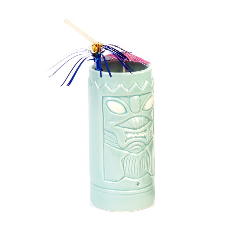 Biradlı GRV-20220 Seramik Tiki Mug Kokteyl Bardağı, 650 cc, 8x18 cm, Açık Mavi - Biradlı