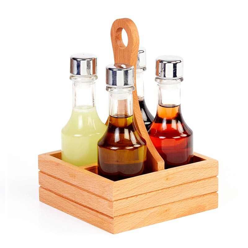 Biradlı GRV-292 Ahşap Standlı Oval Yağlık Takımı, 4'lü, 130 ml. - Biradlı