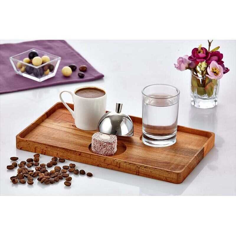 Biradlı GRV-300 Ahşap Dikdörtgen Türk Kahve Seti, 22.5x14.5x2 cm - Biradlı