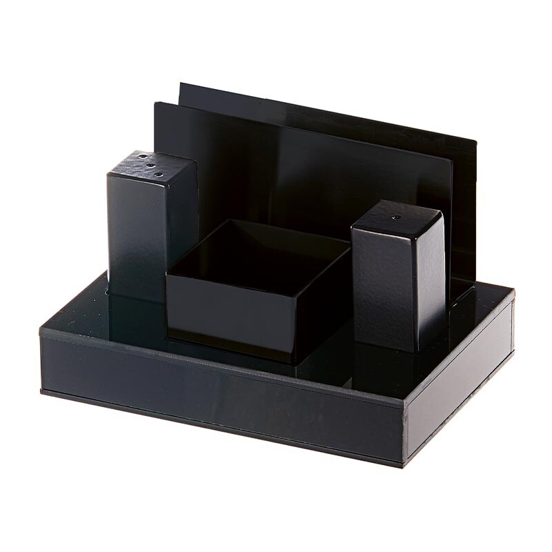 Biradlı GRV-53 Kare Tuzluk Takımı, 4'lü, Siyah - Biradlı