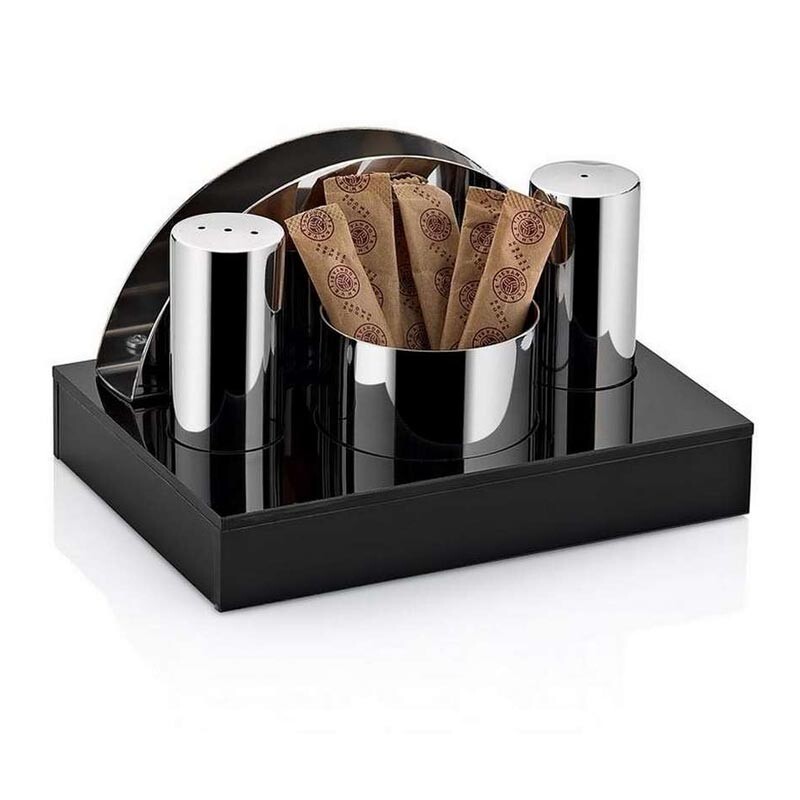 Biradlı GRV-66 Pleksi Standlı Yuvarlak Tuzluk Takımı, 4'lü - Biradlı