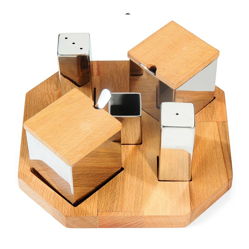 Biradlı GRV-98 Kare Mat Tuzluk ve Baharatlık Takımı, 5'li - Biradlı