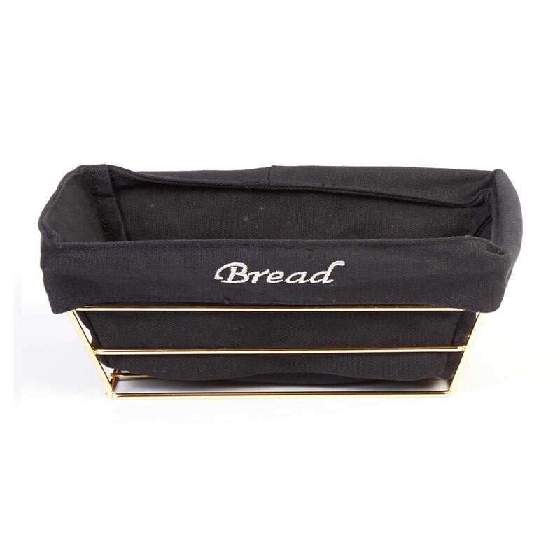 Biradlı HW-182A Bezli Dikdörtgen Ekmek Sepeti, 22x16x7.5 cm, Altın - Biradlı