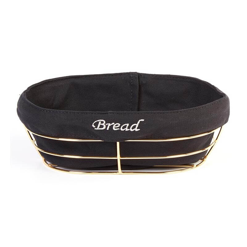 Biradlı HW-186A Bezli Oval Ekmek Sepeti, 26x17x6.5 cm, Altın Renk - Biradlı