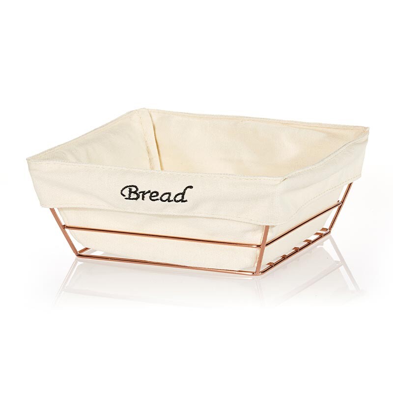 Biradlı HW180B Kare Bezli Ekmek Sepeti, 22x22 cm, Altın - Biradlı