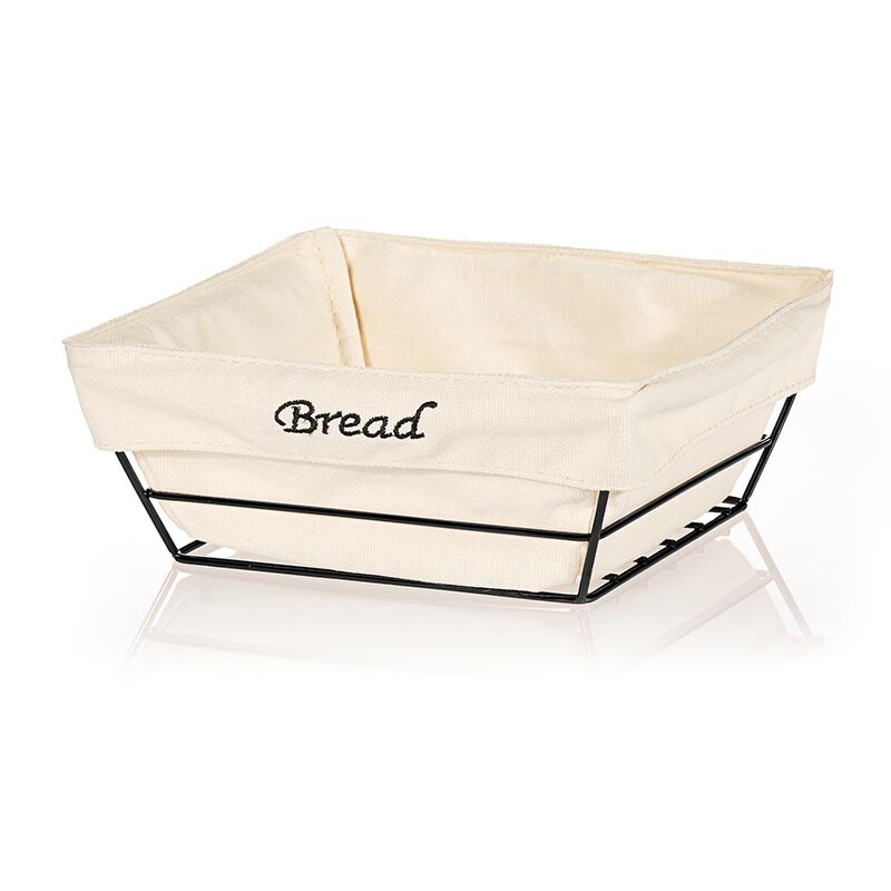 Biradlı HW180B Kare Bezli Ekmek Sepeti, 22x22 cm, Siyah - Biradlı