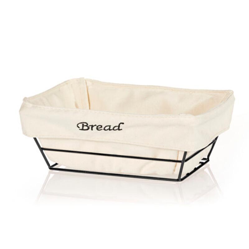 Biradlı HW182B Dikdörtgen Bezli Ekmek Sepeti, 22x16 cm, Siyah - Biradlı