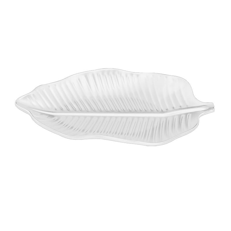 Biradlı Yaprak Sunum Tabağı, Melamin, 33x20.5x3.5 cm, Beyaz - Biradlı