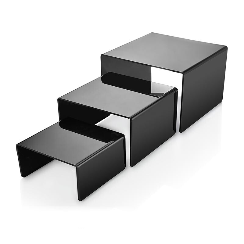 Biradlı ZG-03 Pleksi Teşhir Standı, 20x20x10 cm, Siyah - Biradlı
