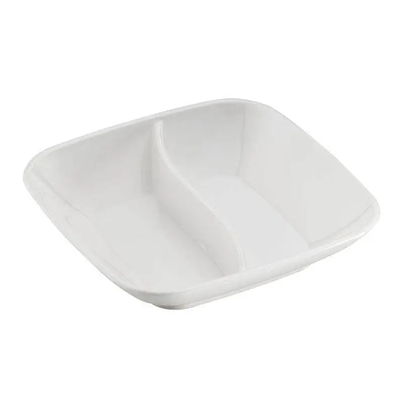 Bora Plastik 2 Bölmeli Sos Kabı, Kare, Polikarbonat, 8.5 cm, Beyaz - 1