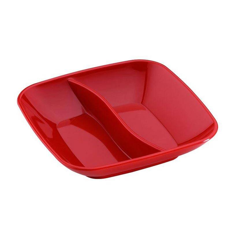 Bora Plastik 2 Bölmeli Sos Kabı, Kare, Polikarbonat, Kırmızı - 1