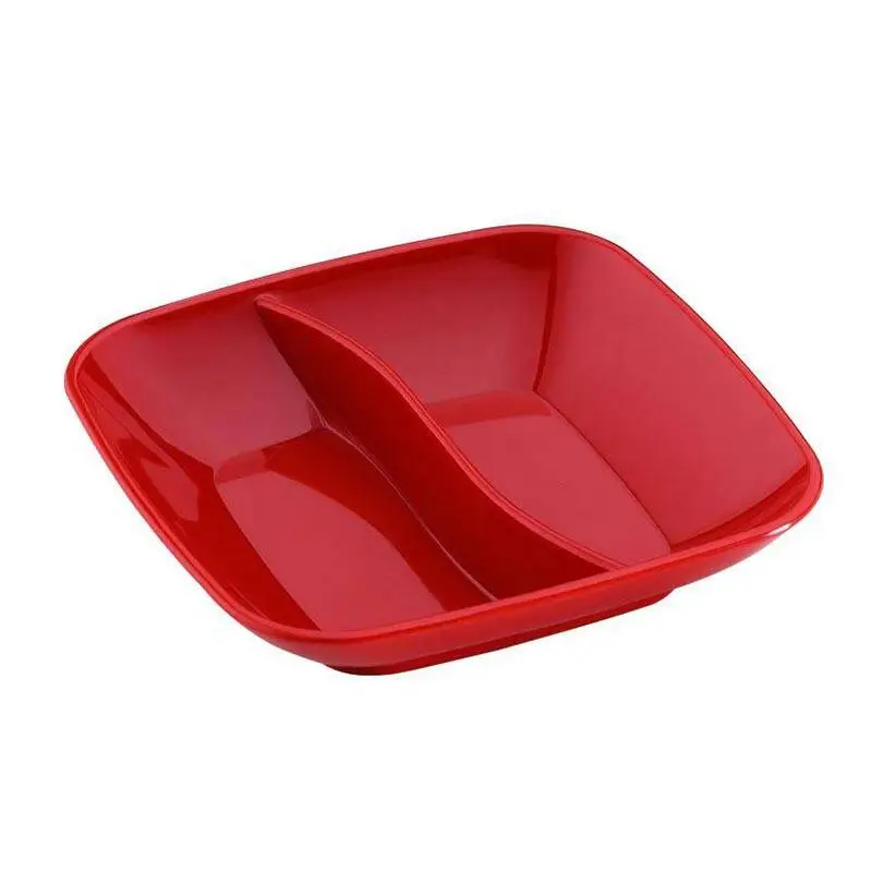 Bora Plastik Kare 2 Bölmeli Sos Kabı, Polikarbonat, 8.5 cm, Kırmızı - 1