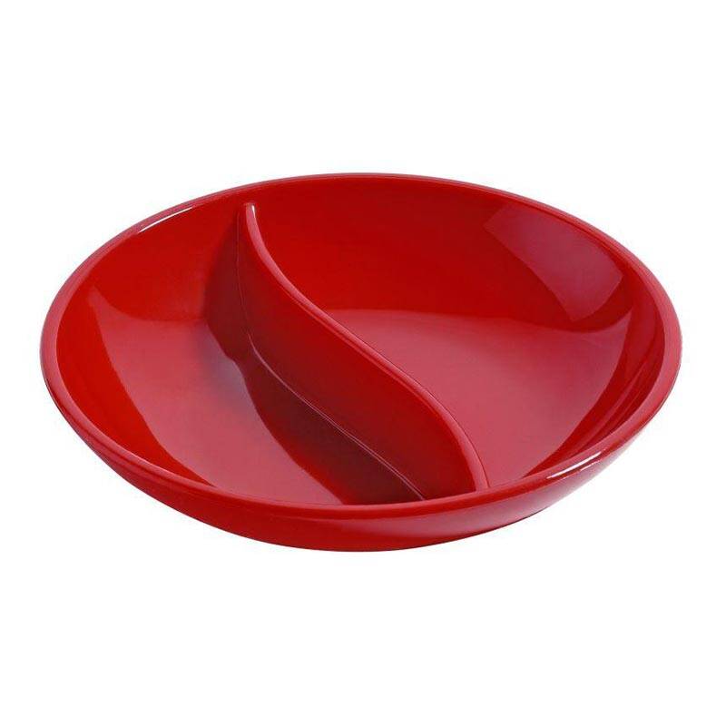 Bora Plastik 2 Bölmeli Sos Kabı, Yuvarlak, Polikarbonat, 8.5 cm, Kırmızı - 1