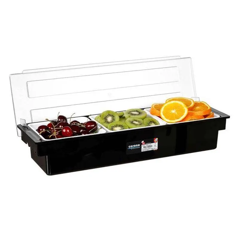 Bora Plastik 3 Bölmeli Bar Konteyner, Kapaklı, 49.5x15.7 cm - 1