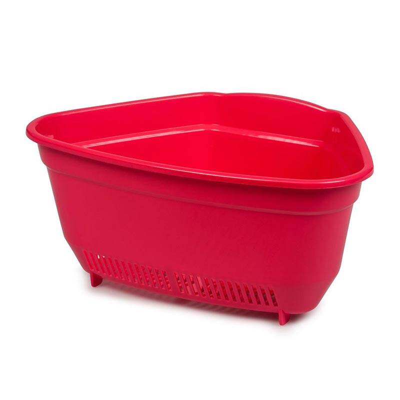 Bora Plastik Ayaklı Süzgeçli Çöp Kovası, Kırmızı - 1