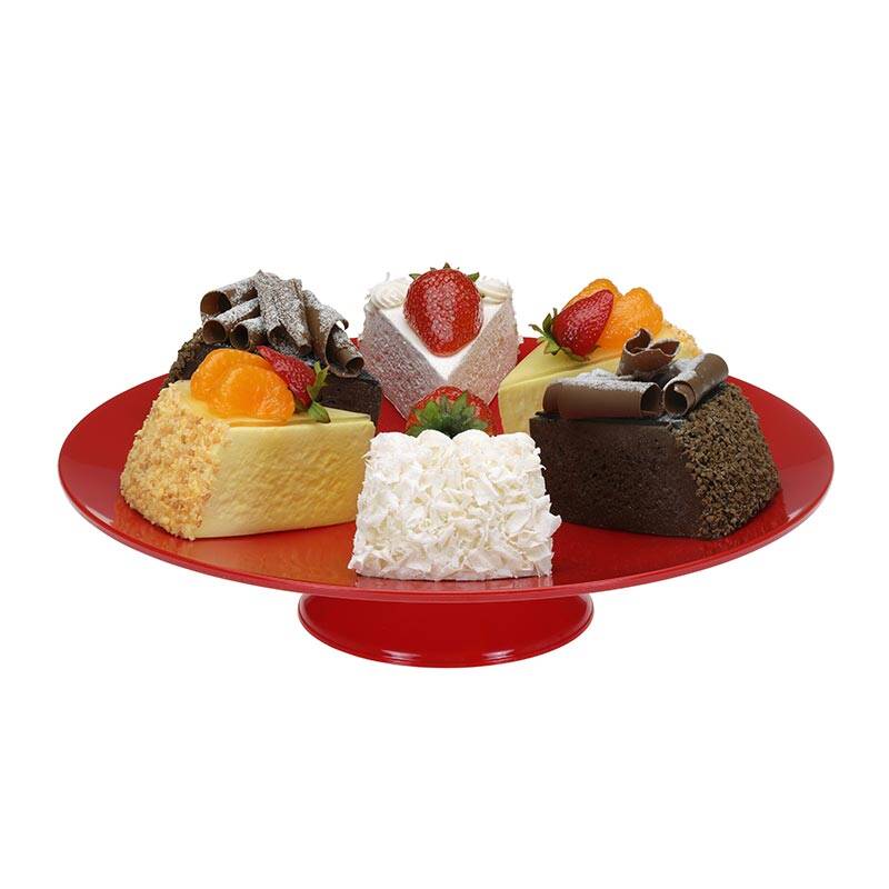 Bora Plastik Ayaklı Yuvarlak Sunum Tepsisi, 25 cm, Kırmızı - 1