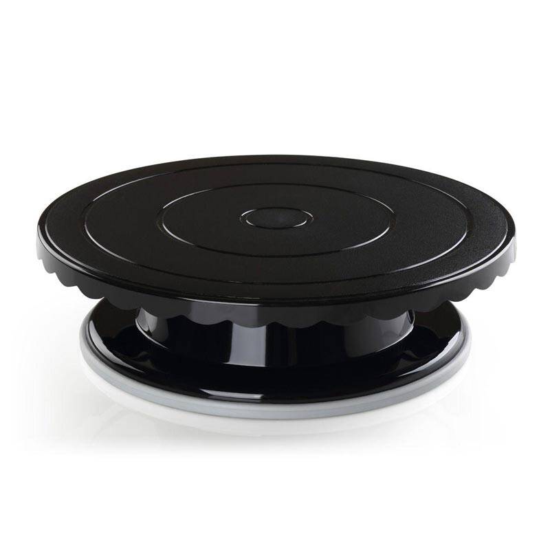 Bora Plastik Ayaklı Yuvarlak Sunum Tepsisi, 27 cm, Siyah - 1