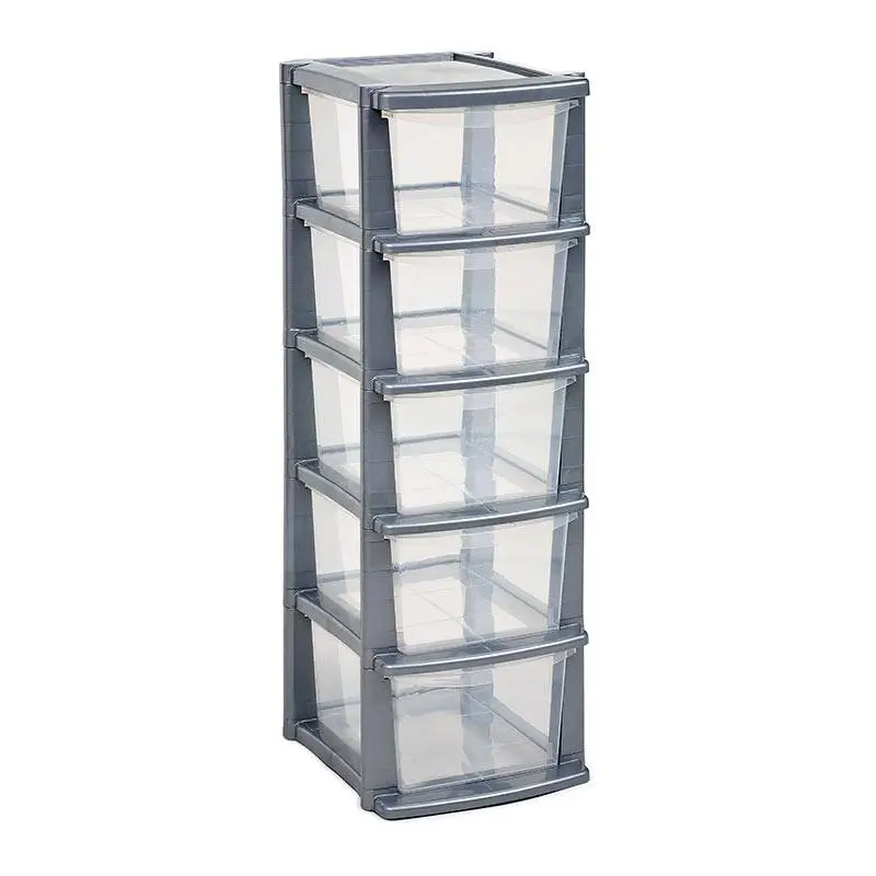 Bora Plastik Düzenleyici, 5 Çekmeceli, 96 cm, Gri- Şeffaf - 1