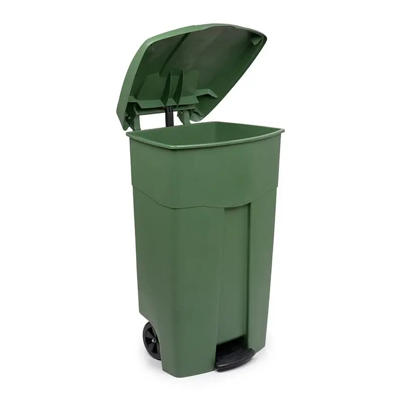 Bora Plastik Endüstriyel Pedallı Çöp Kovası, 125 Lt, Yeşil - Bora Plastik (1)