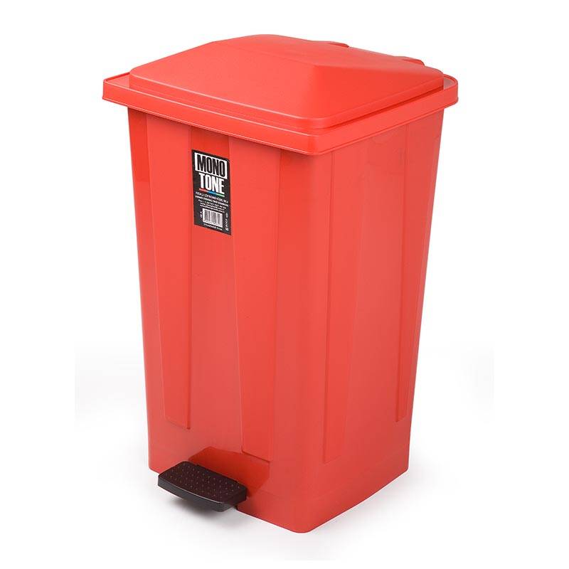 Bora Plastik Endüstriyel Pedallı Çöp Kovası, No: 4, 48 Lt, Kırmızı - 1