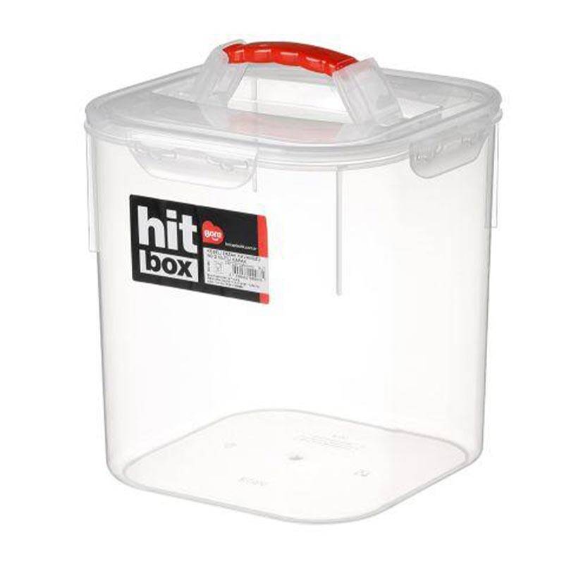 Bora Plastik Erzak Kavanozu, No: 1, Köşeli, Kilitli Kapak, 6.6 Lt, Şeffaf - 1