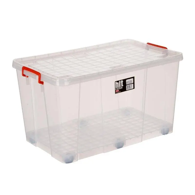 Bora Plastik Hit Box Tekerlekli Saklama Kabı, 79 Lt, Şeffaf, 430x705x295 mm - 1