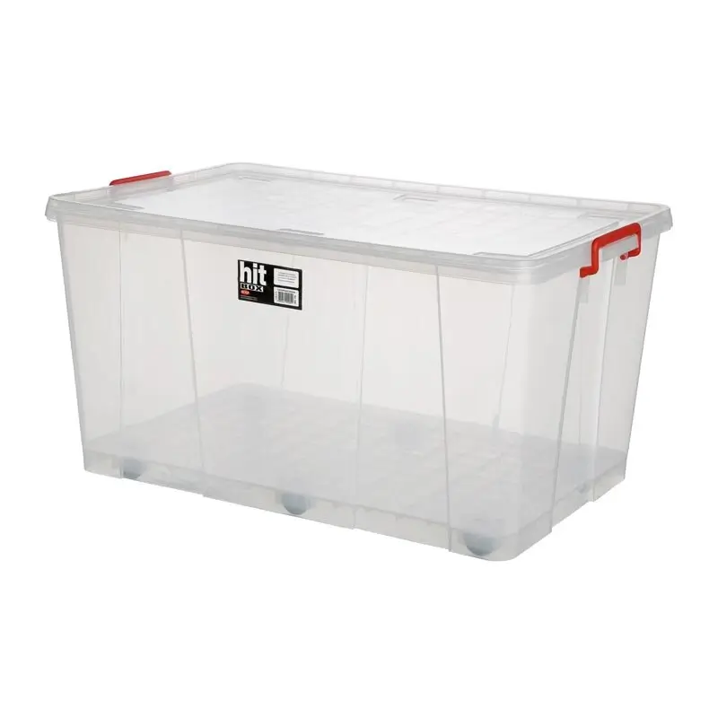 Bora Plastik Hit Box Tekerlekli Saklama Kabı, 120 Lt, 505x790x415 mm, Şeffaf - 1
