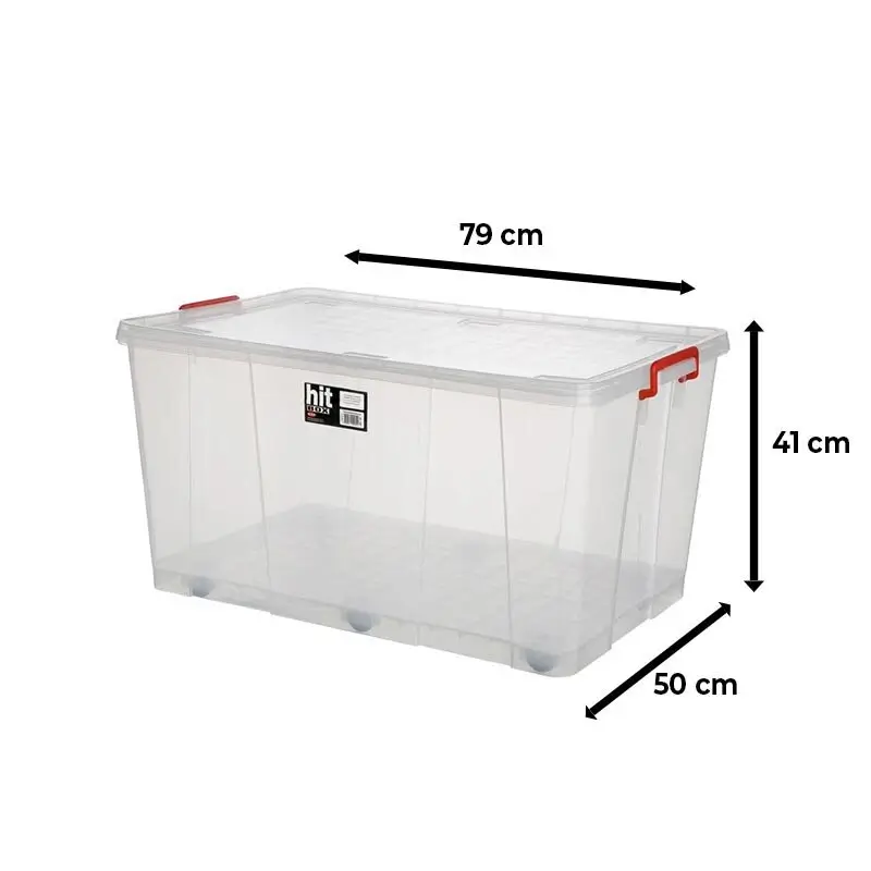 Bora Plastik Hit Box Tekerlekli Saklama Kabı, 120 Lt, 505x790x415 mm, Şeffaf - Bora Plastik (1)