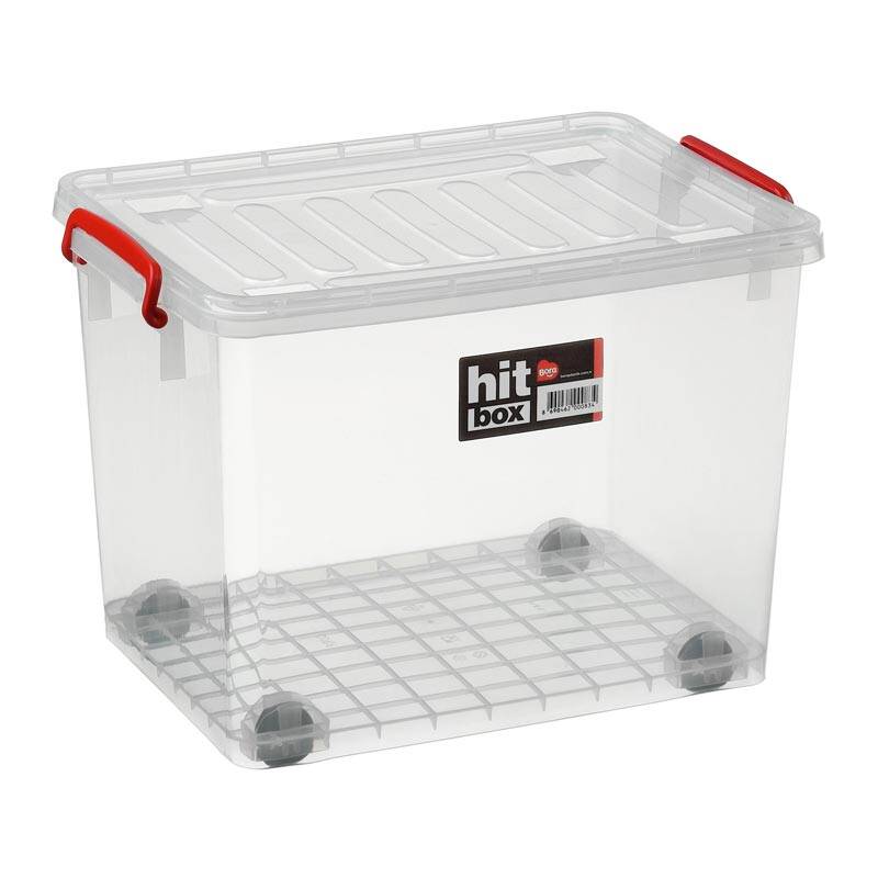 Bora Plastik Hit Box Tekerlekli Saklama Kabı, 31.8 Lt, Şeffaf, 315x460x325 mm - 1