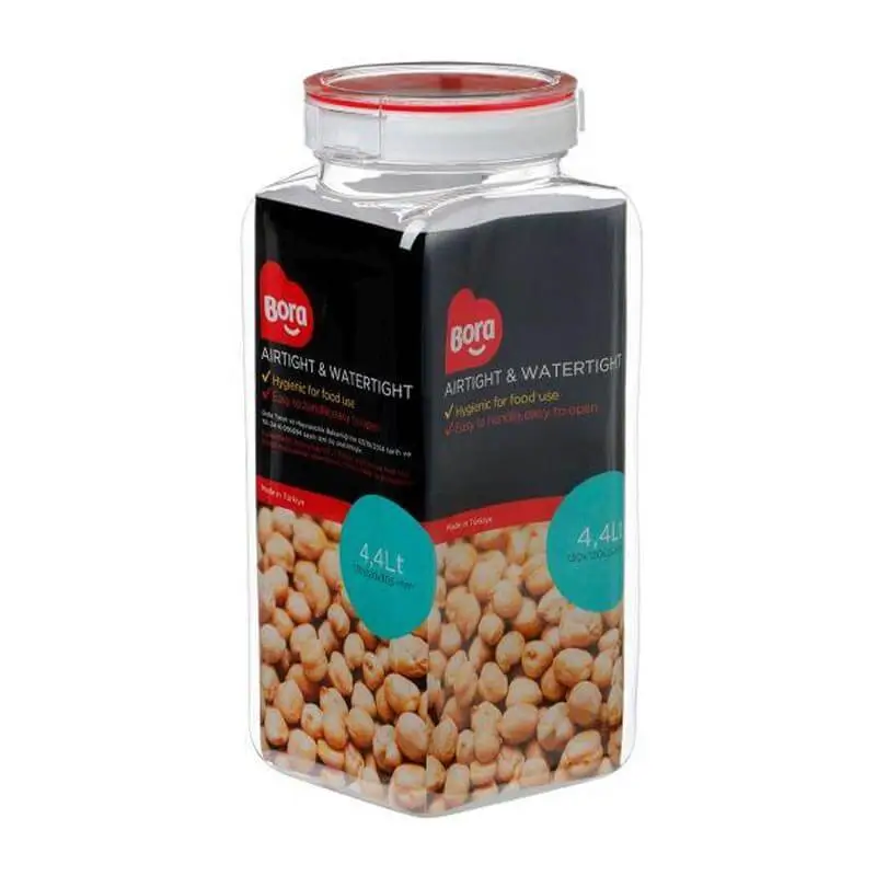 Bora Plastik Köşeli Pet Saklama Kabı, No:3, 4.4 Lt, Şeffaf - 1