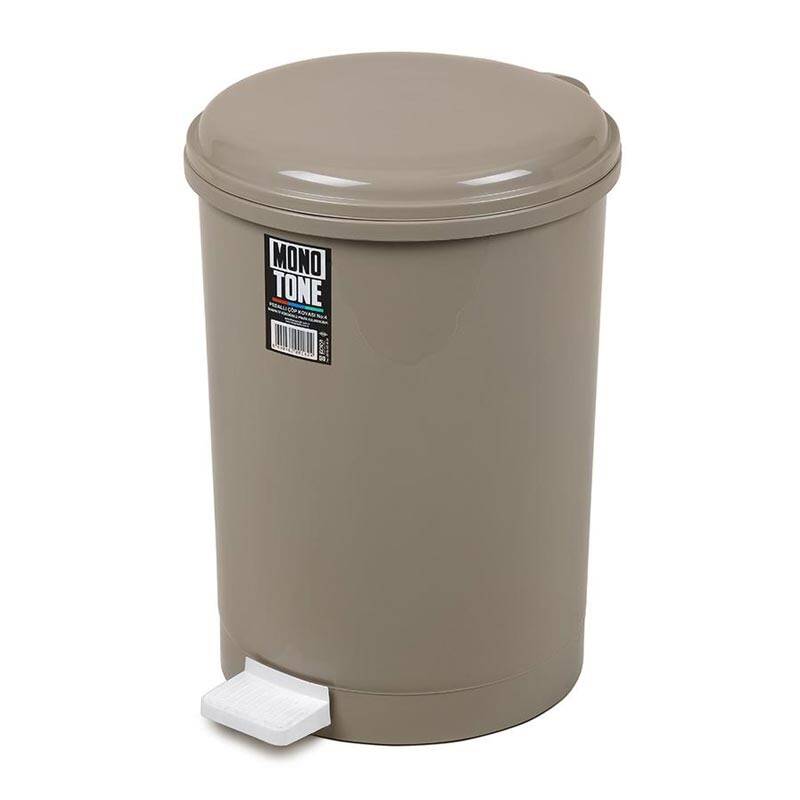 Bora Plastik Kapaklı Pedallı Çöp Kovası, No: 4, 40 Lt, Kahverengi - 1