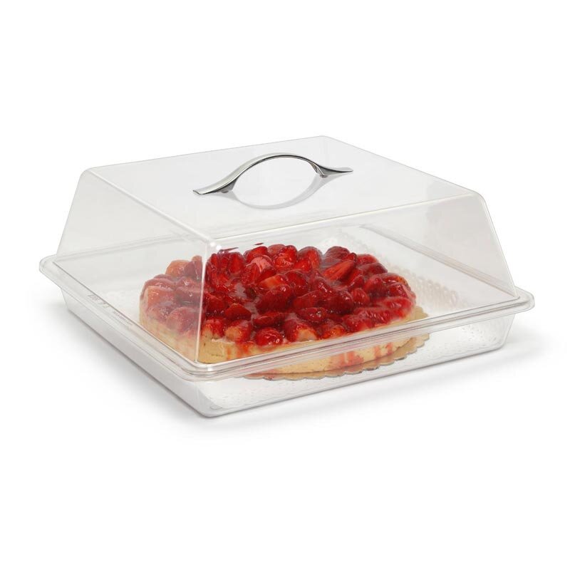 Bora Plastik Pasta Kek Kabı Takımı, Metal Kulplu, Kare, 33x33 cm, , Şeffaf - Bora Plastik