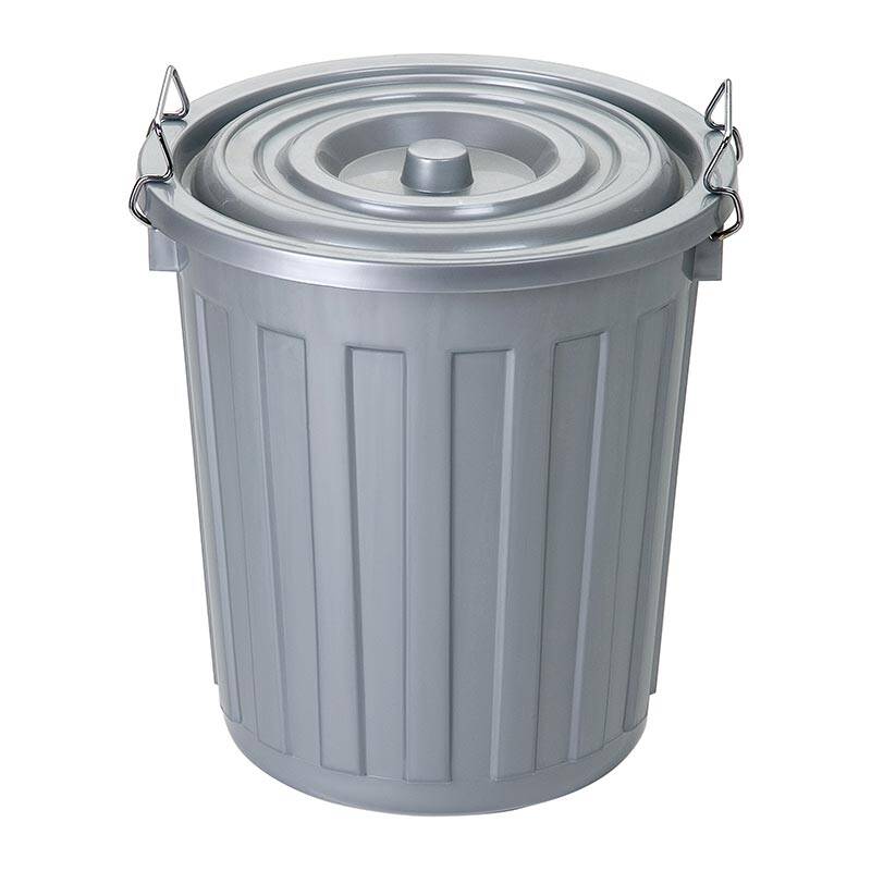 Bora Plastik Kilitli Çöp Kovası, Kapaklı, 12 Lt, Gri - 1