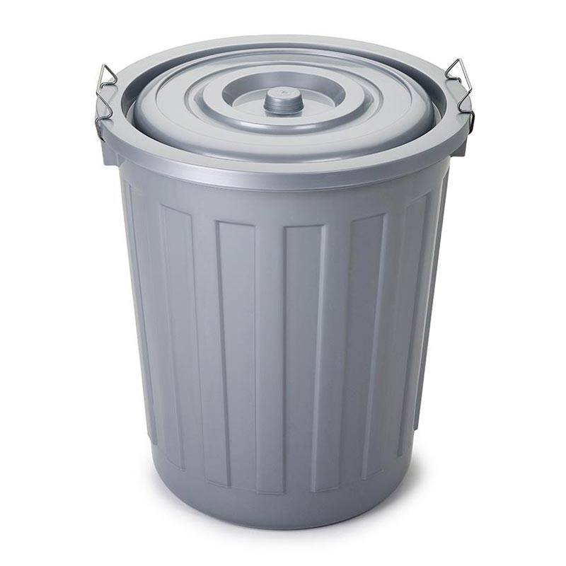 Bora Plastik Kilitli Çöp Kovası, Kapaklı, 58 Lt, Gri - 1